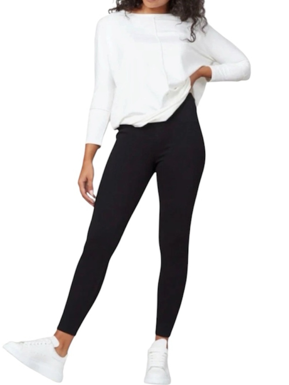 Spanx Jean-ish Ankle Leggings Black Stretch Denim Pull On 20056R Large